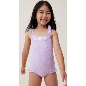 Cotton On Kids Heather One Piece Swimsuit Size 8 Lilac Drop NWT